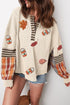 Sequined Pattern Plaid Stripes Patchwork Waffle Tee