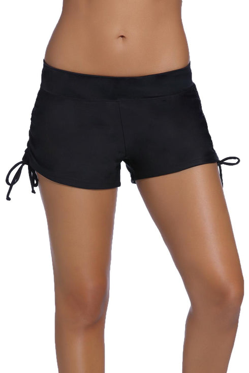 Adjustable Side Tie Wide Waistband Swim Shorts