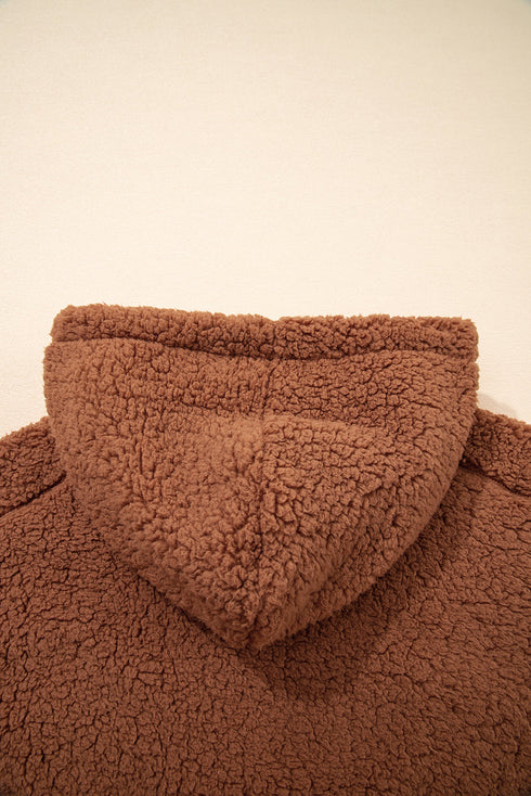 Exclusive Solid Sherpa Fleece Zip Up Hooded Jacket