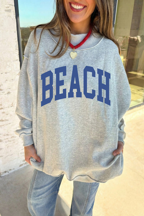 Usa America Reversible Mock Neck Dual Word Graphic Sweatshirt