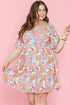 Floral Print Puff Sleeve Square Neck Babydoll Dress