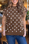 Dolman Short Sleeve Round Neck Polka Dot Sweater