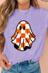 Checkered Ghost Character Graphic Print T Shirt