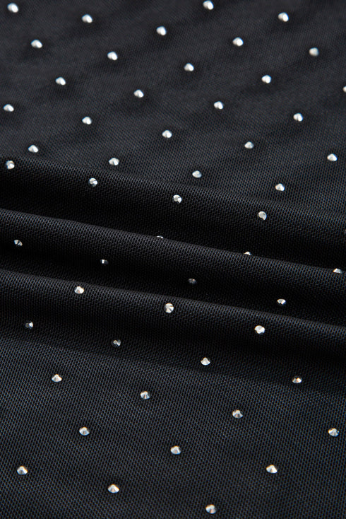 After Dark Glam Studded Mesh Mock Neck Long Sleeve Top