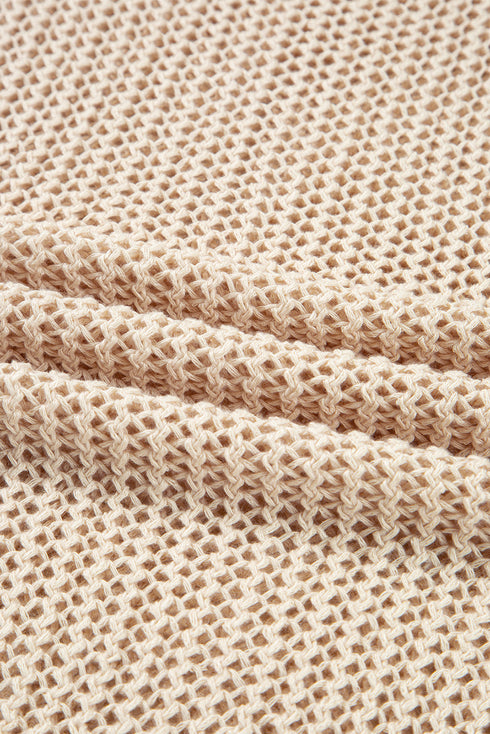 Airy Open Knit Slouchy Drop Shoulder Long Sleeve Pullover Sweater