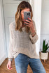 Airy Open Knit Slouchy Drop Shoulder Long Sleeve Pullover Sweater