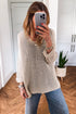 Airy Open Knit Slouchy Drop Shoulder Long Sleeve Pullover Sweater