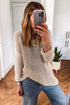 Airy Open Knit Slouchy Drop Shoulder Long Sleeve Pullover Sweater