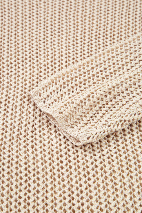 Airy Open Knit Slouchy Drop Shoulder Long Sleeve Pullover Sweater