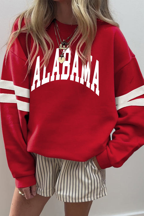 Alabama State Letter Print Supporter Graphic Sweatshirt
