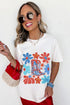 All American Western Boots Floral Stars Stripes Graphic Holiday Tee