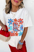 All American Western Boots Floral Stars Stripes Graphic Holiday Tee