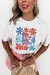 All American Western Boots Floral Stars Stripes Graphic Holiday Tee