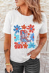 All American Western Boots Floral Stars Stripes Graphic Holiday Tee
