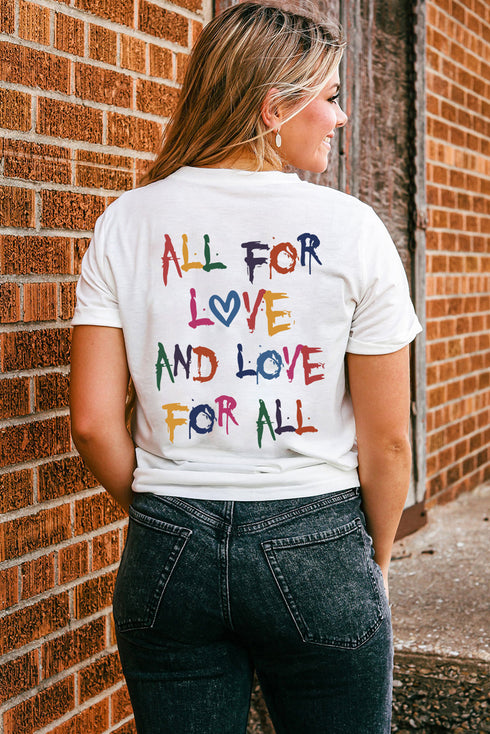 All For Love Quote Graphic Short Sleeve Jersey Tee