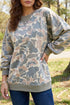 All Over Camo Print Ribbed Trim Pullover Sweatshirt