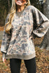 All Over Camo Print Ribbed Trim Pullover Sweatshirt