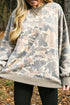 All Over Camo Print Ribbed Trim Pullover Sweatshirt