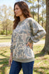 All Over Camo Print Ribbed Trim Pullover Sweatshirt