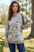 All Over Camo Print Ribbed Trim Pullover Sweatshirt