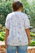 All Over Floral Print Contrast Trim Split Neck Blouse