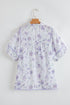 All Over Floral Print Contrast Trim Split Neck Blouse