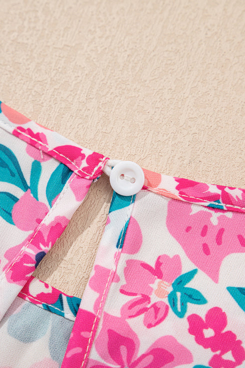All Over Floral Print Frilled A Line Mini Dress