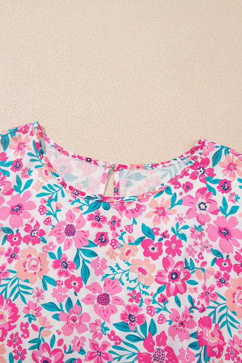 All Over Floral Print Frilled A Line Mini Dress