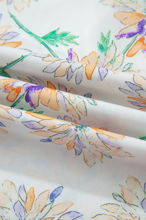 All Over Floral Print Patchwork Belted Sleeveless Maxi Dress