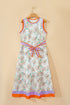 All Over Floral Print Patchwork Belted Sleeveless Maxi Dress