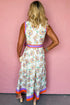 All Over Floral Print Patchwork Belted Sleeveless Maxi Dress