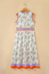 All Over Floral Print Patchwork Belted Sleeveless Maxi Dress