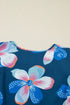 All Over Floral Print Puff Sleeve Belted Long Dress