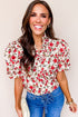 All Over Floral Print Puff Sleeve Button Front Shirt