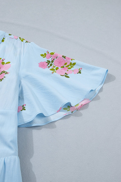 All Over Floral Print Rick Rack A Line Maxi Dress
