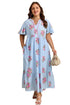 All Over Floral Print Rick Rack A Line Maxi Dress