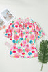 All Over Floral Print Ruched Short Sleeve Blouse