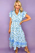 All Over Floral Print Ruffle Sleeve A Line Maxi Dress