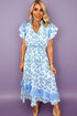 All Over Floral Print Ruffle Sleeve A Line Maxi Dress