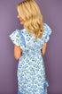 All Over Floral Print Ruffle Sleeve A Line Maxi Dress