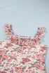 All Over Floral Print Ruffle Trim Square Neck Tank Top