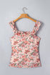 All Over Floral Print Ruffle Trim Square Neck Tank Top