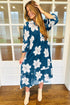 All Over Floral Print Shirt Collar Midi Shift Dress