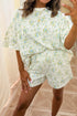 All Over Floral Print Short Sleeve Pocket Short Set