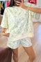 All Over Floral Print Short Sleeve Pocket Short Set
