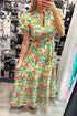 All Over Floral Print Smocked Puff Sleeve Maxi Dress