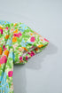 All Over Floral Print Smocked Puff Sleeve Maxi Dress