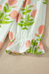 All Over Floral Print Striped Trim V Neck Blouse