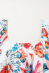 All Over Floral Puff Sleeve Square Neck Midi Dress