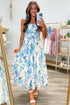 All Over Floral Ruffled Strap Smocked Maxi Dress